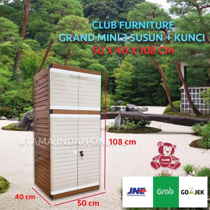 

club lemari plastik susun 3 kunci grandmini - Biru stock ready