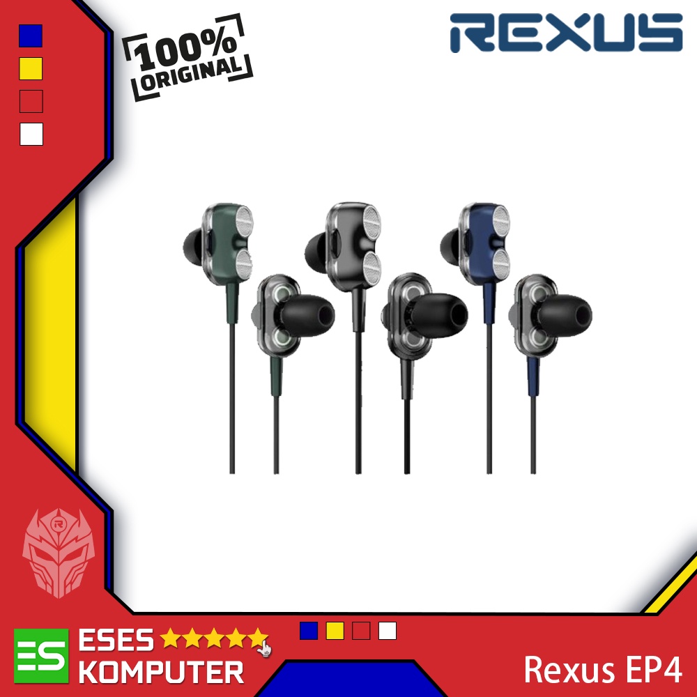 Earphone Rexus EP4 EP-4 Dual Driver | Earphone Gaming