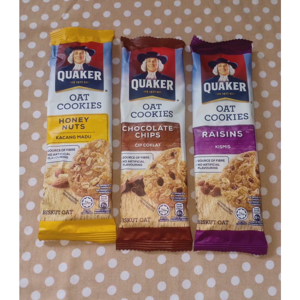 Jual Quaker Oat Cookies Chocolate Chips/Raisins/Honey Nuts Shopee
