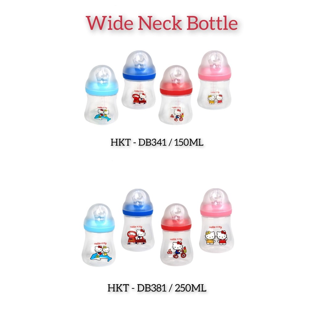 Lusty Bunny Hello Kitty Wide Neck Bottle Botol Susu Bayi (HKT-DB341/ 1250ml ) - (HKT-DB381 / 250ML) || Botol Susu Bayi Wideneck Hello Kitty - LustyBunny