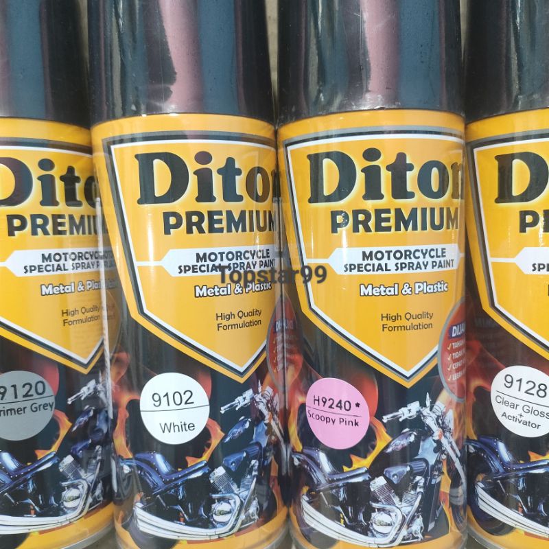 Pilok Cat Diton Premium Paket Lengkap 4 Kaleng Scoopy Pink Ping 9240 Primer Grey 9120 White 9102 Clear Gloss 9128 400cc Pilox Paketan Cat Semprot Special Spray Paint