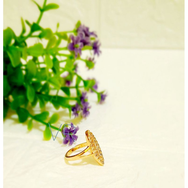 Cincin xuping Lapis emas  Permata|Anting Xuping Fuji|Cincin Permata|Perhiasan xuping lapis emas asli