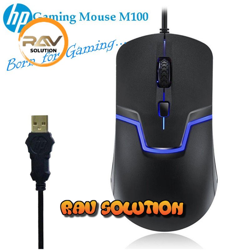Mouse HP Gaming kable RGB usb M100 | Mouse gaming komputer HP M100 Warna-Hitam  - RAV SOLUTION