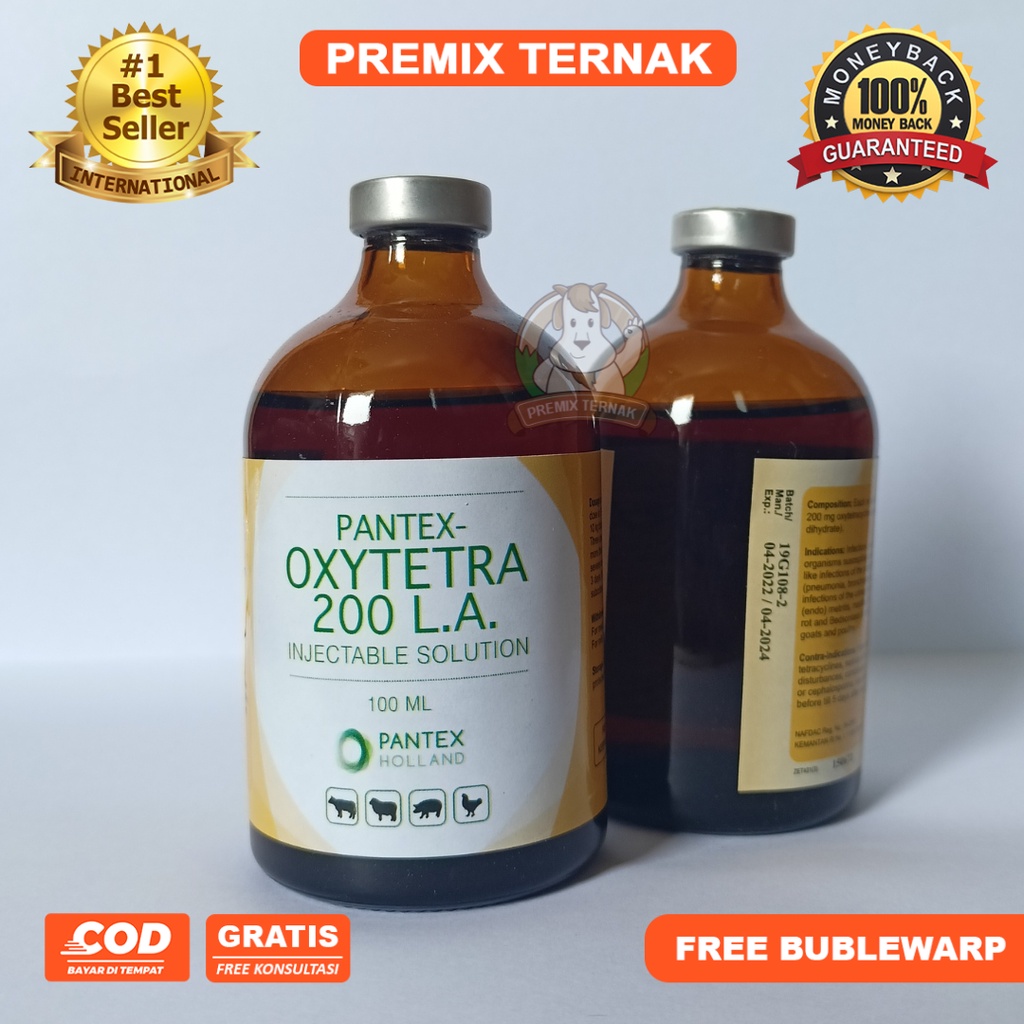 PANTEX OXYTETRA 200 LA - Obat Antibiotik Pencernaan &amp; Pernafasan Ternak - Obat sapi - Obat kambing - Mirip Vet Oxy La &amp; Limoxin La - Pantex Holland