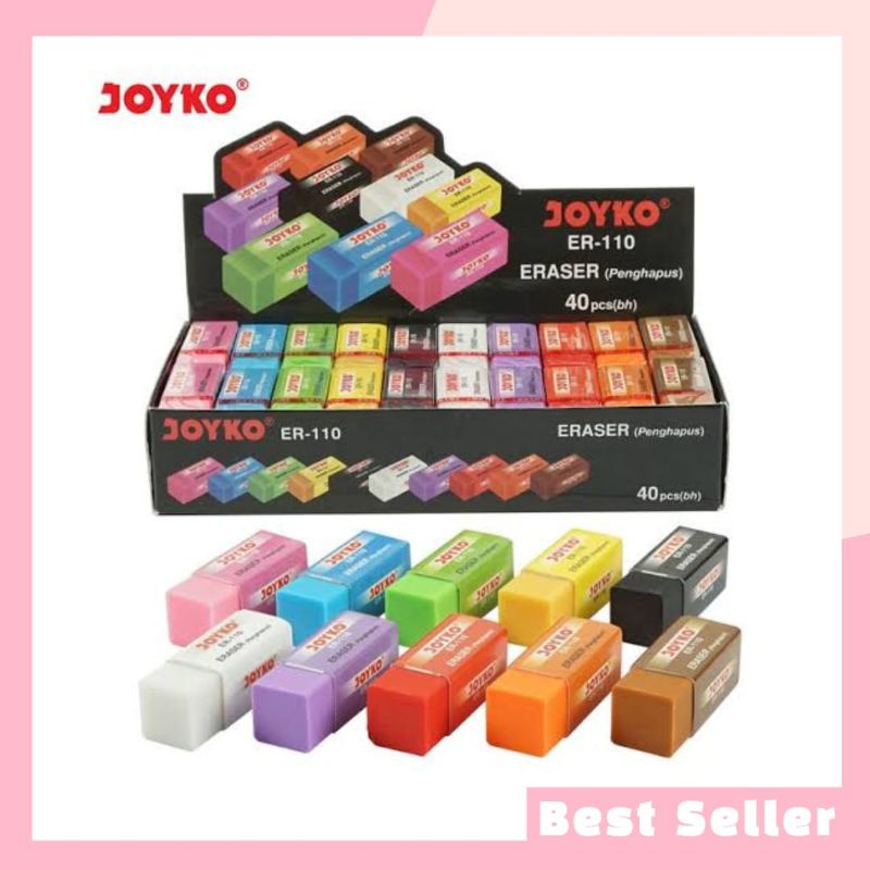 

Eraser Penghapus Joyko ER-110 Penghapus Warna Warni 1 Pack isi 40 Pcs