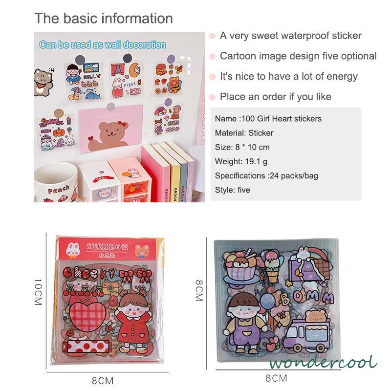 20PCS/Set Stiker Motif Kartun Korea Lucu Anti Air Dekorasi pola kecil Handbook Scrapbook DIY-Won