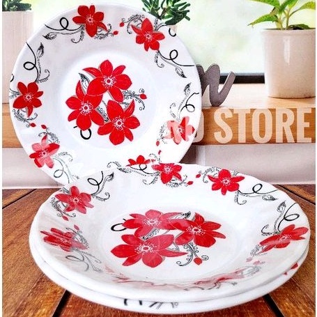 promo 6.pcs piring makan ulir motif kembang rose