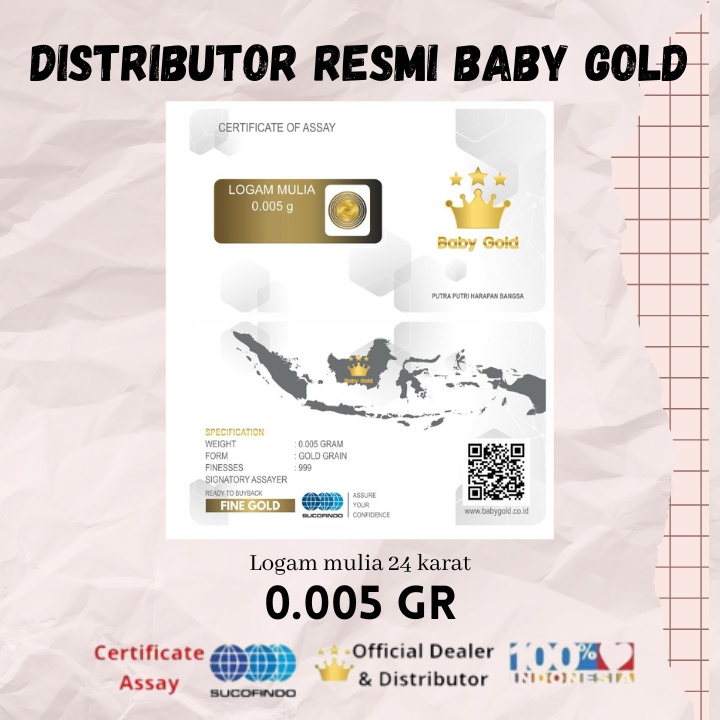 BABY GOLD 0.005 gr logam mulia 24 karat emas bisa tukar antam