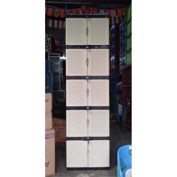 

Mini! Dapat kunci! Lemari plastik lemari pakaian serbaguna susun 5 stock ready