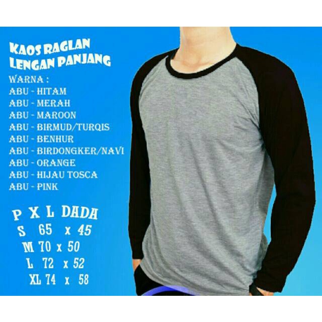 KAOS RAGLAN UNISEX LENGAN PANJANG DAN KARAKTER