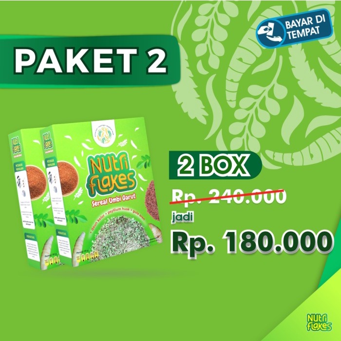 

Sereal Nutriflakes Sereal Umbi Garut With Psyilium Husk & Kelor 2 Box 280Gr