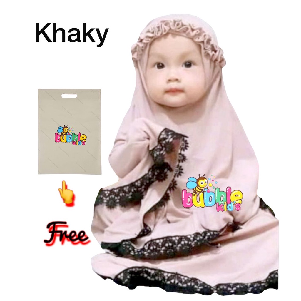 mukena anak | mukena bayi ruffle | mukena baby size 3 bln -3 ½ tahun bahan adem ngpress sage