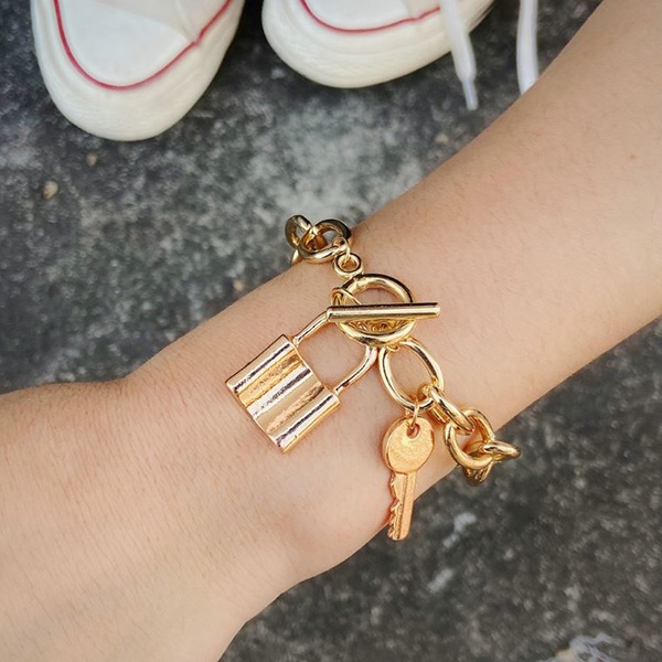 gelang kunci gembok lock and key pendant bracelet jge119 (3D3)