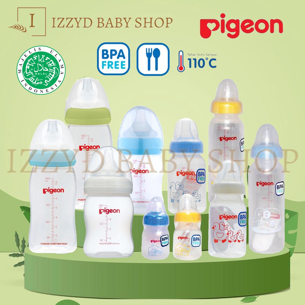 Botol susu bayi pigeon botol standart PP rp assort wide neck t-ester softouch wideneck peristaltic botol anti sedak dot anak bayi plus nipple 120ml 50ml 160ml 240ml BPA free