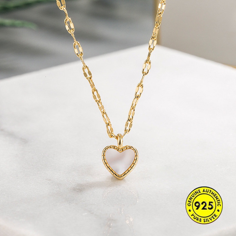 Kalung Rantai Dengan Liontin Hati Lapis Emas 18K Untuk Wanita U1375