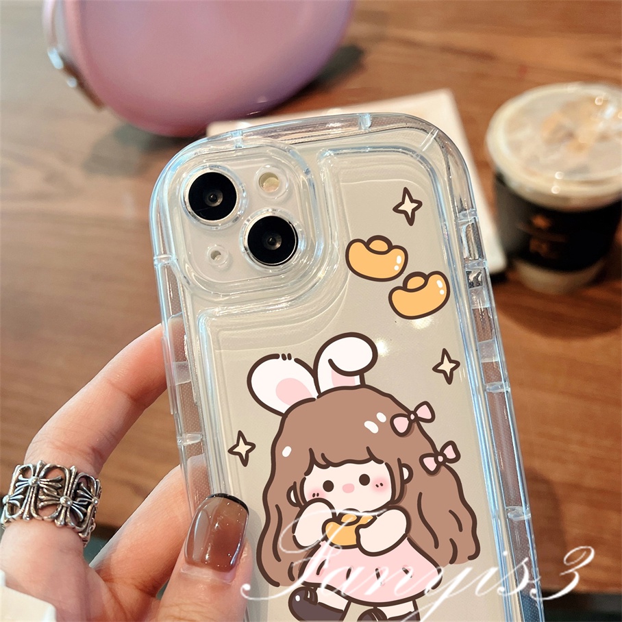 Compatible For IPhone 14 13 12 11 Pro Max X XR Xs Max 8 7 Plus SE 2020 Soft Case TPU Bening Motif Good Luck Girl Untuk