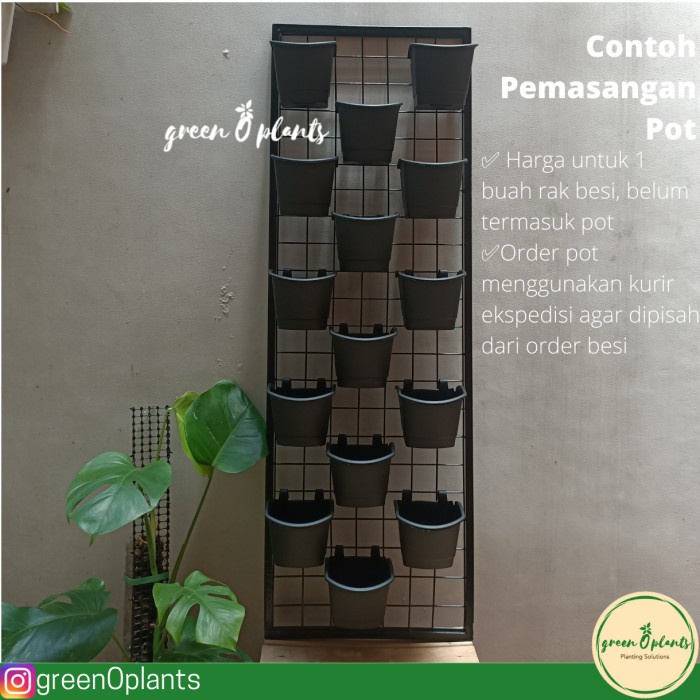 Hiasan Taman Rak Besi Tanaman Dinding Vertikal Vertical Garden 120Cm X 40Cm Hitam