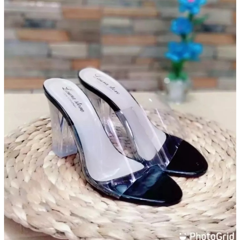 SANDAL WANITA HAK KACA KOKOP 9 CM MIKA BENING/SANDAL WANITA HIGH HEELS/SANDAL TERBARU/COD-SALLSA_SICI