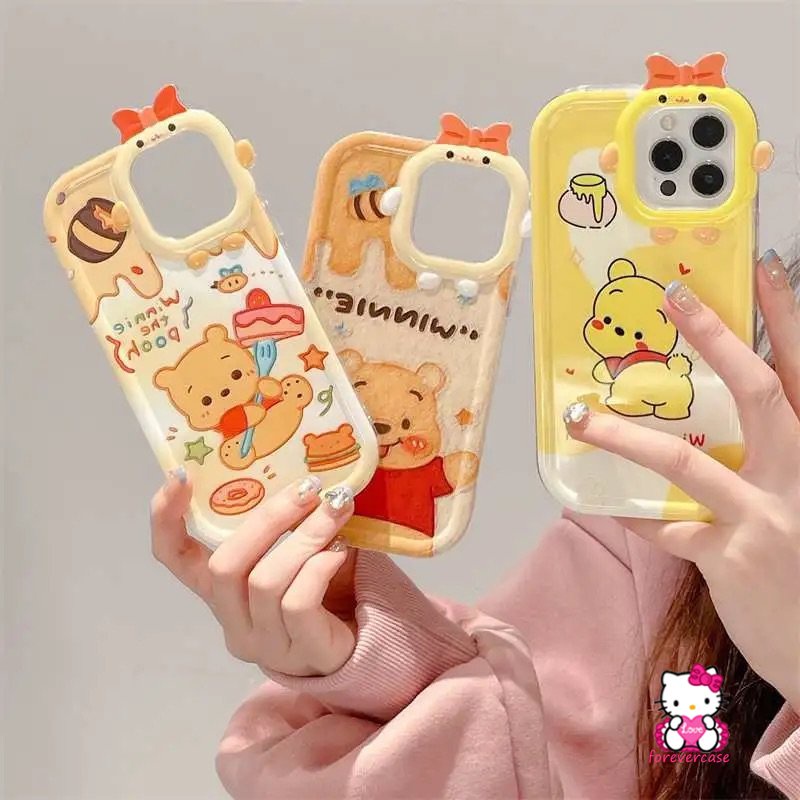 Soft Case Motif Kartun Winnie the Pooh 3D Untuk iPhone 11 13 12 14 Pro MAX 7 8 6 6S 14 Plus XR X XS MAX SE 7plus