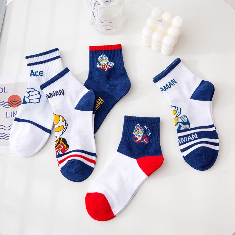 Kaos Kaki Anak Laki-Laki Karakter Superhero Keren 1 Set 5 Pasang Fashion Anak KAAB