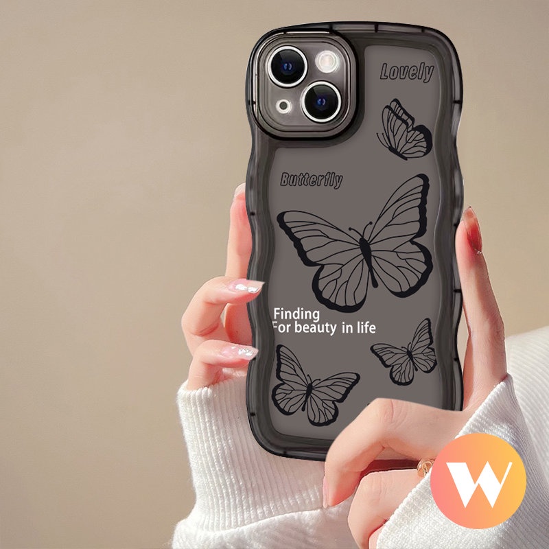 Casing Retro Butterfly Vivo Y16 Y35 Y22 Y15 Y33s Y15s Y93 V25E Y02 Y95 Y21 Y11 Y1s Y12i Y20 Y30 Y15A Y12s Y21s V23E Y75 Y91C V20 Y17 Y22s Y12 Y91C V21 T1 Y55 Soft Tpu Wavy Edge Cover