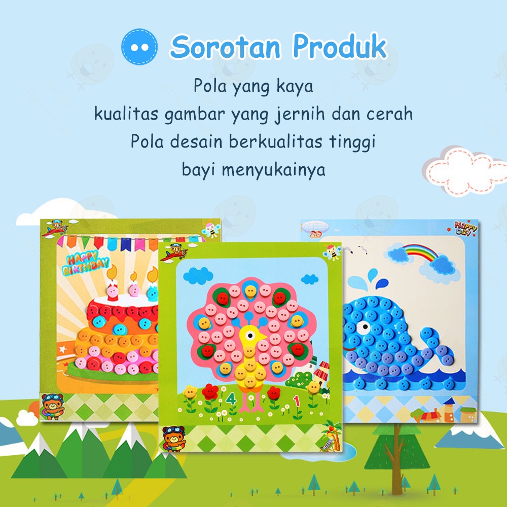 Poney Mainan edukasi anak Lukisan kancing Handmade diy 1pcs