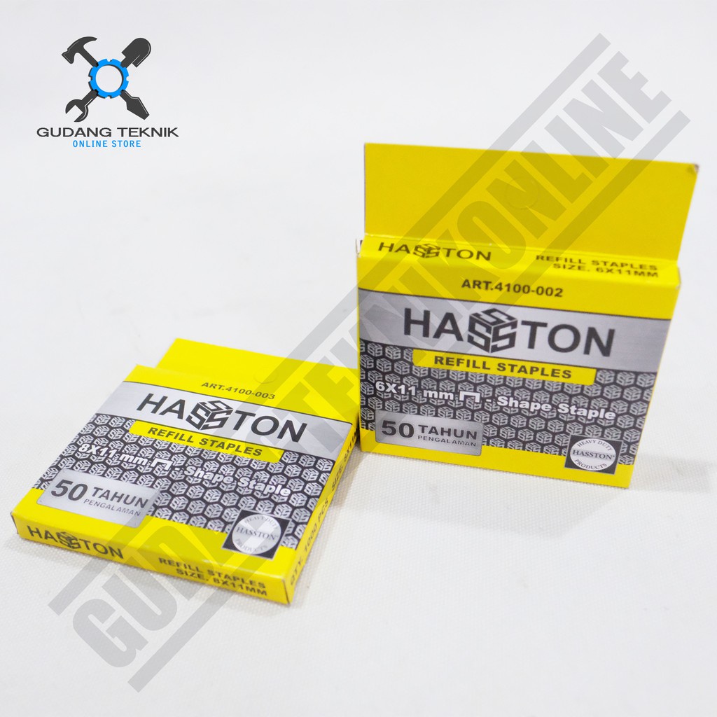 

Isi Staples Stapler 6x11mm - 8x11mm HASSTON PROHEX / Refill Air Stapler Nailer Refill Staples Shape Staple 6x11 mm 8 x11 mmHASSTON PROHEX