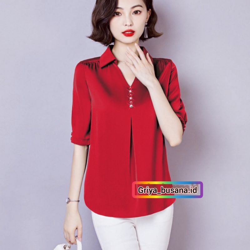 Blouse Wanita Oversize Kemeja Polos Katun Toyobo Premium