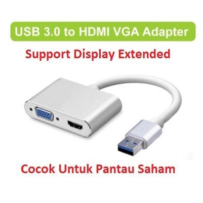 Kabel Converter USB 3.0 2.0 TO VGA HDMI 1080p 2in1 proyektor tv 2 in 1