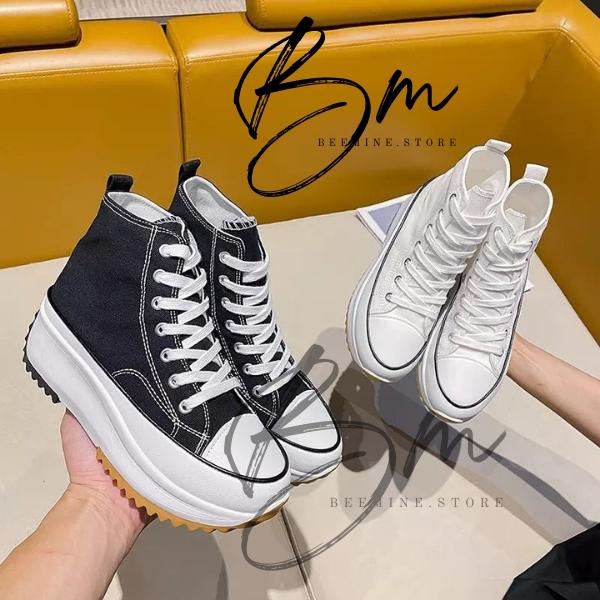 Sepatu Sneakers BALANCE Wanita Korean Tinggi 5 Cm Sol Rubber PVC Non-Slip Bahan Canvas Import NX225