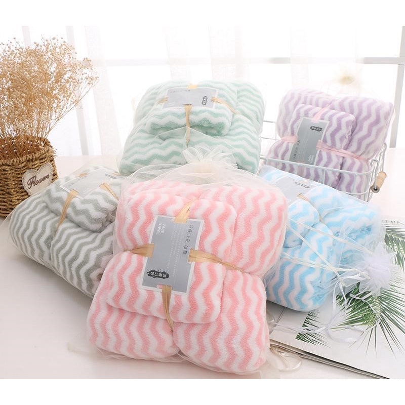 CARTERLOVE HANDUK MICROFIBER 2IN1 70X140 CM BESAR GIFT SET HANDUK LEMBUT JUMBO BIG SIZE 140X70 BAYI
