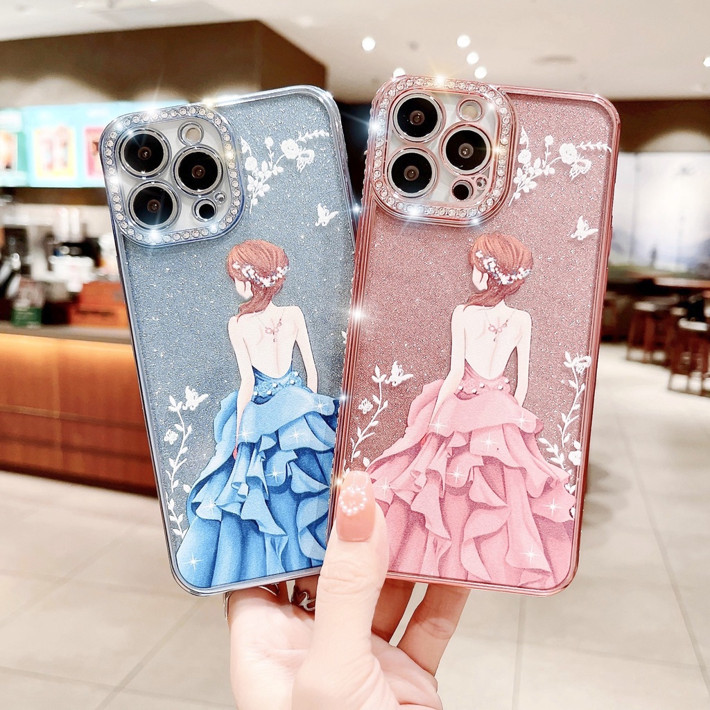 Soft case Motif Dewi Aksen Berlian Untuk Iphone 14 13 12 11Pro max X Xr Xs max 8 7Plus 14 pro max