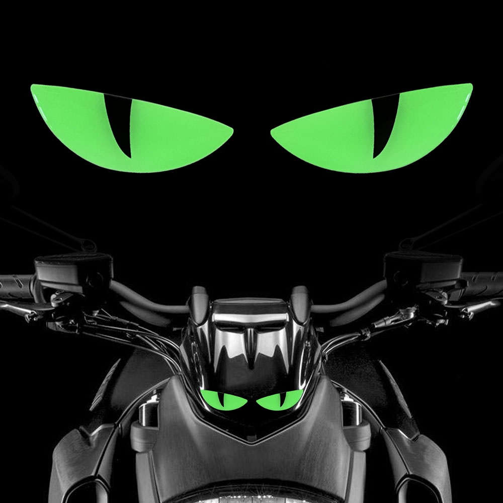 Mata Luminous Cartoon Sticker Demon Monster Eyes Stiker Peringatan Reflektif Stiker Peringatan Reflektif Sepeda Motor Sepeda Mobil Helm Tahan Air Decal Aksesoris untuk Suzuki UY125 Sprint PCX WAVE100 100S