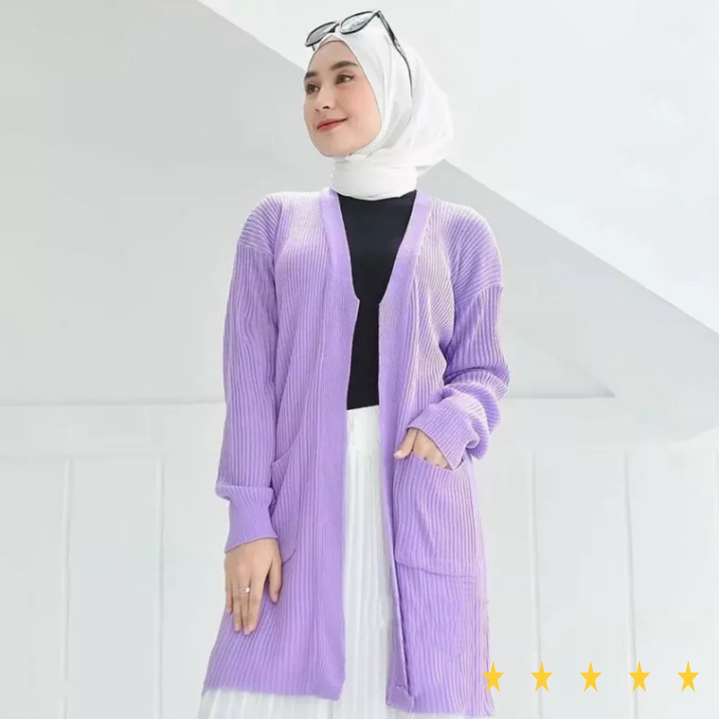 Cardigan wanita belle cardy bahan rajut tebal ukuran size L LD 110 banyak pilihan warna
