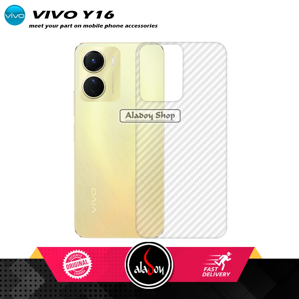 Case Vivo Y16 Softcase Leather + Skin Carbon 3D