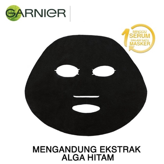 garnier masker wajah samarkan pori pure charcoal (hitam) isi 10pcs