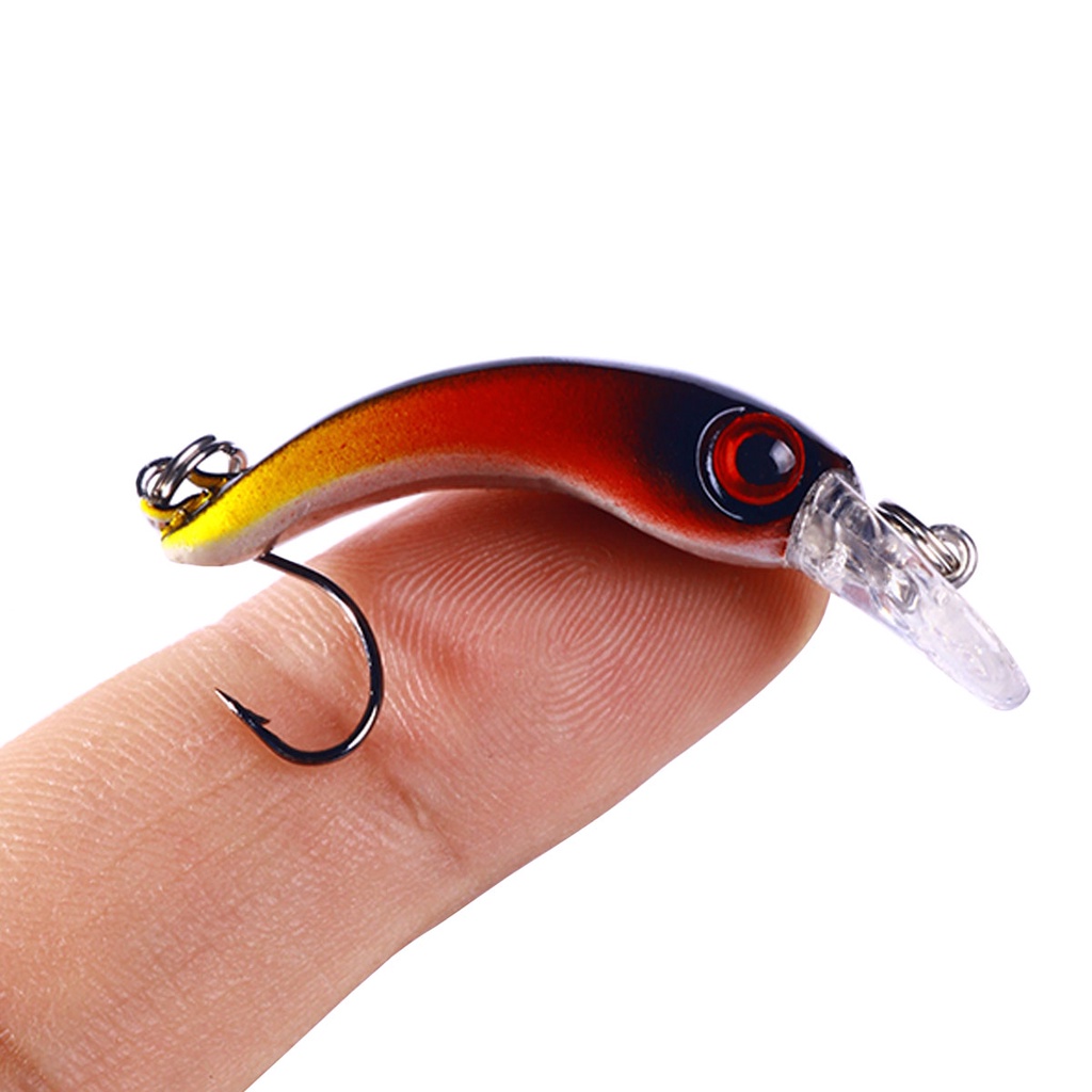 Hengjia 8pcs Floating Minnow Fishing Lure Umpan Pancing Tiruan Bentuk Ikan Kecil 3.8cm 1.5g Mini Artificial Hard Bait Kail Treble Insect Fake Lure