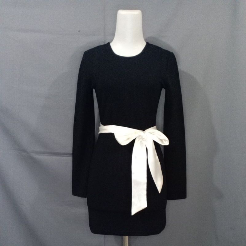DH03 dress hitam lengan panjang polos
