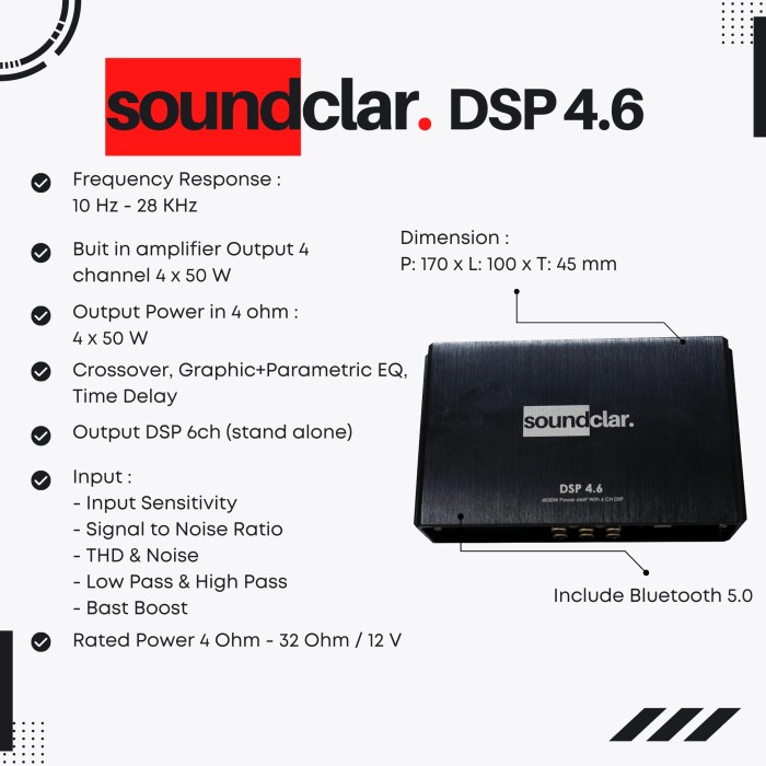 soundclar dsp 4.6 processor 6ch built in amplifier 4 50 watt