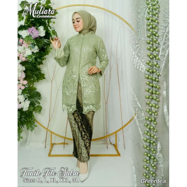 stelan kebaya tunik salsa mutiara / kebaya jumbo / kebaya pesta / kebaya wisuda / kebaya muslim / ke