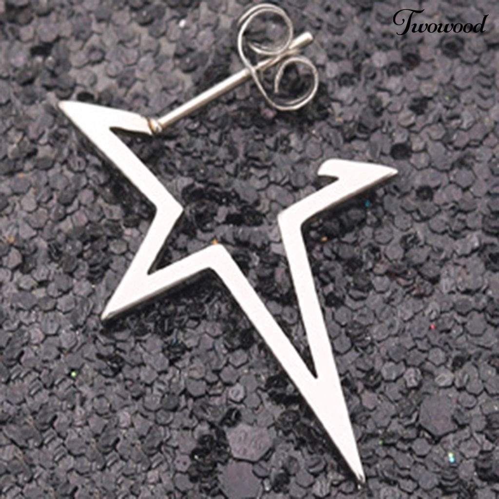 1 Pasang Anting Menjuntai Bentuk Pentagram Bahan Alloy Gaya Hip hop Untuk Wanita