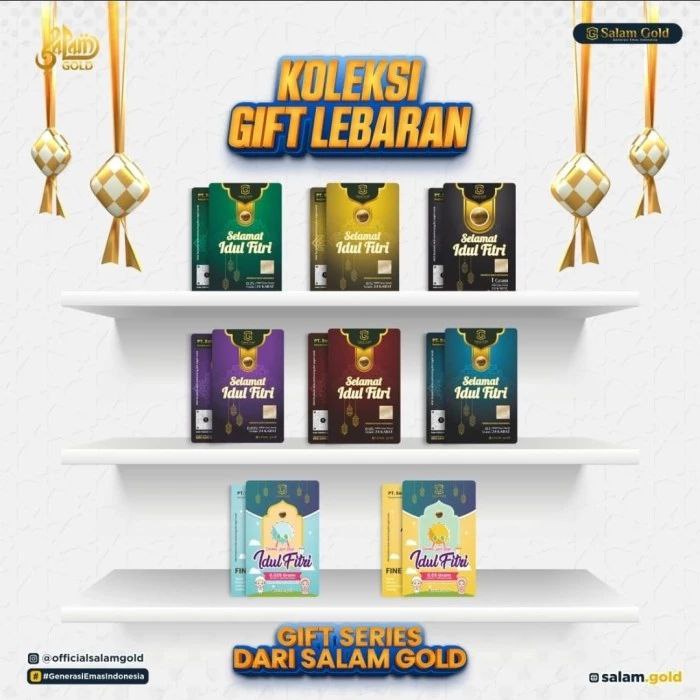 SALAM GOLD Gift Series Selamat Idul Fitri Lampion 0,05 Gram TERMURAH Kemasan PVC Emas Mini Emas Batangan Logam Mulia Murni 24 Karat Bersertifikat Resmi Asli Original Tabungan Souvenir Keren Mewah