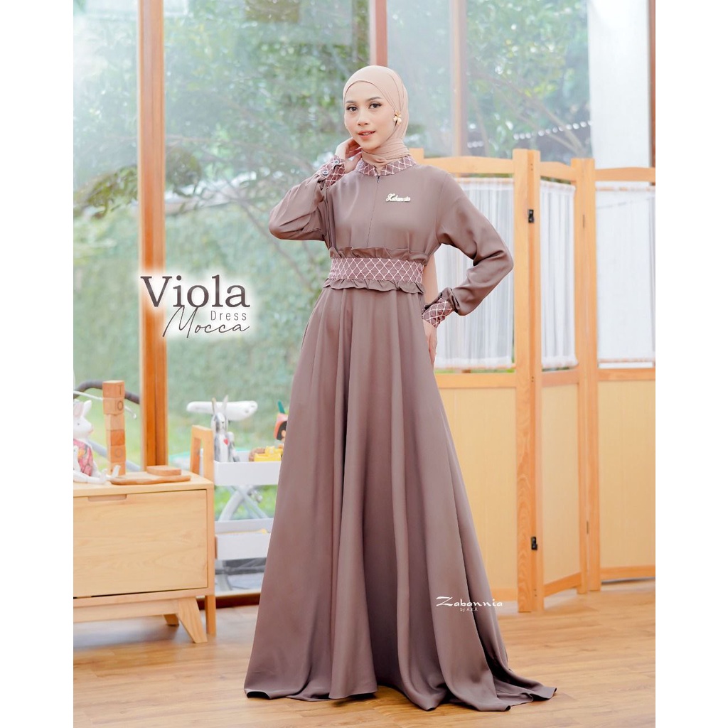 VIOLA DRESS ONLY MOCCA M BY ZABANNIA/GAMIS BRUKAT/LACE/GAMIS KONDANGAN/GAMIS WISUDA/GAMIS LAMARAN
