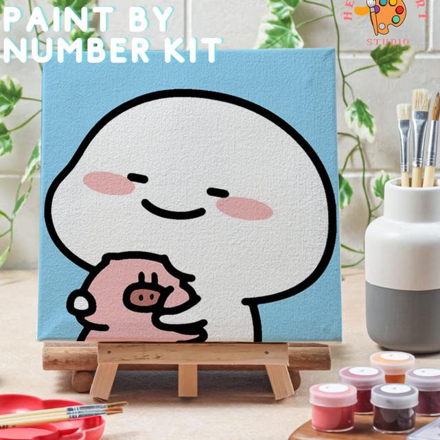 

Paint by number pentol versi 3 canvas 20x20 cm painting kit - pentol11, 15x15cm