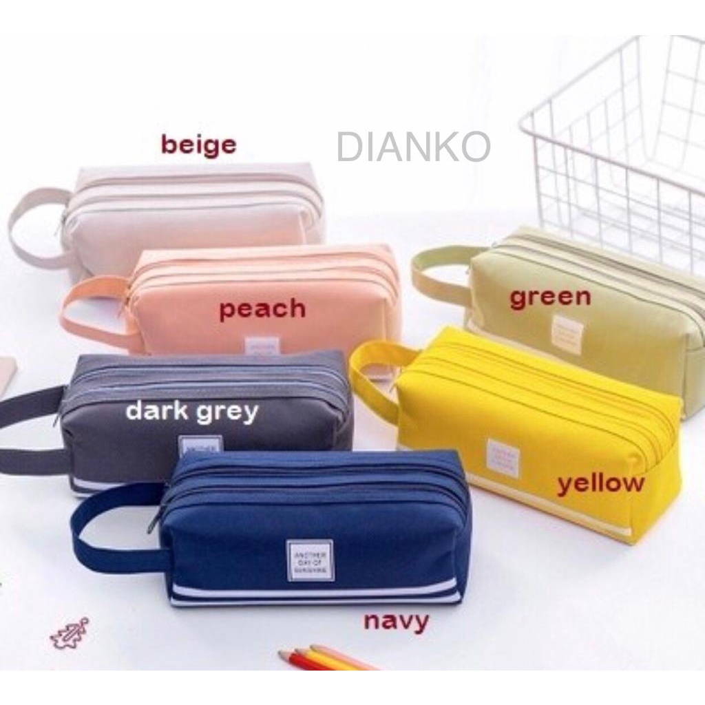

Kotak Pensil Dan Stationery Dual Zipper / Dompet Pensil 2 Pouch Warna Pastel
