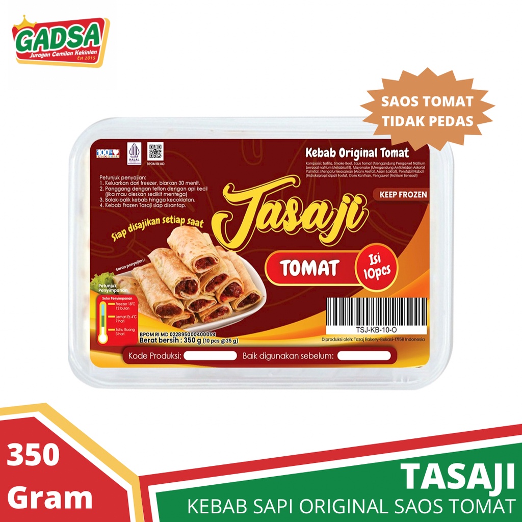 

Kebab Sapi Original Saos Tomat isi 10 Tidak Pedas