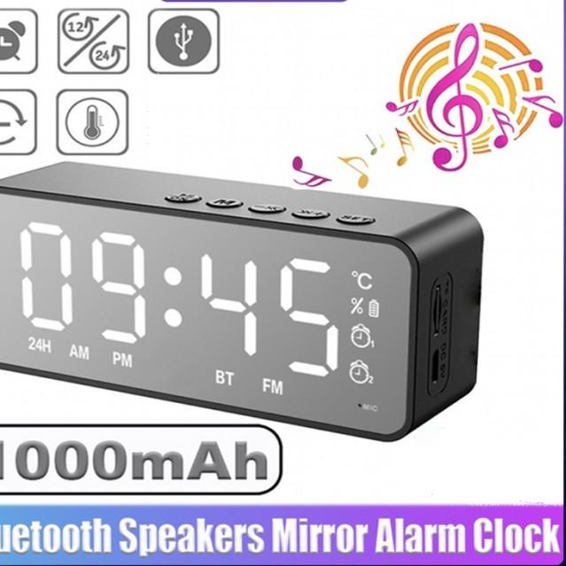 G50 Speaker Bluetooth LED jam radio Full Bass Loudspeaker Music Box - Merah Jambu