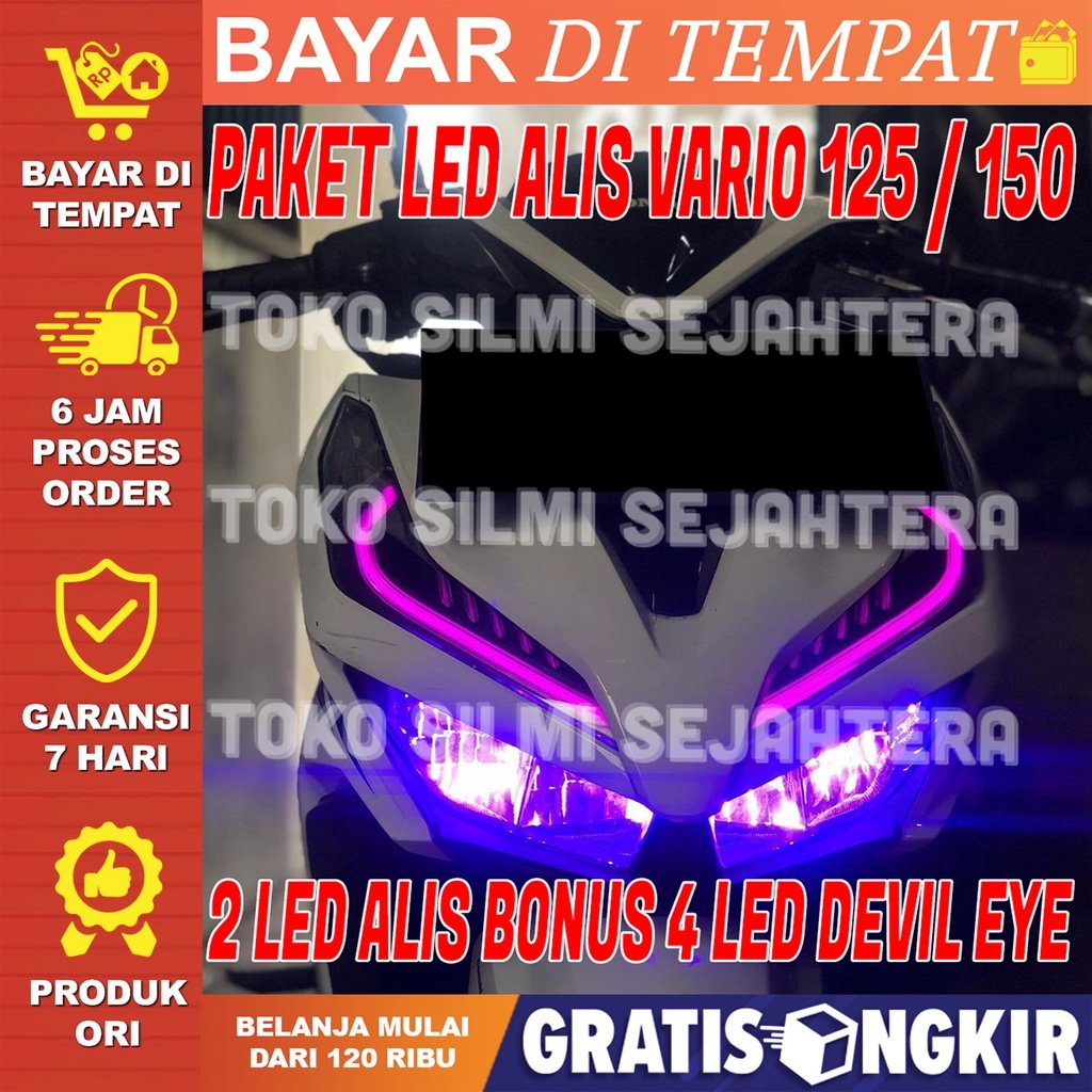 LAMPU ALIS VARIO 125 150 BONUS DEVIL EYE LAMPU ALIS DRL LED BONUS DEVIL EYES VARIO LED 125 150 LAMPU