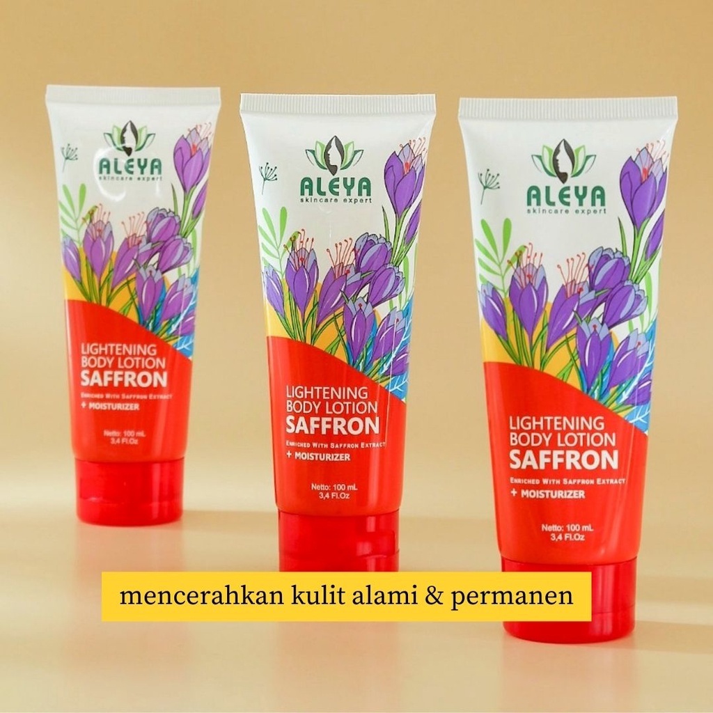 ] Lotion Saffron | [100ml/BPOM] Aleya Lotion Saffron | Aleya Hand Body Pemutih | Lotion Pemutih Bada