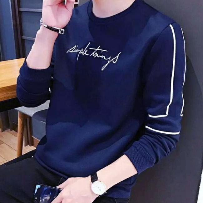 GARAF SIMPLE SWEATER PRIA LENGAN PANJANG JAKET SWEATER COWO HODIE - Putih, XL